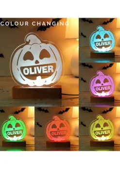 Personalised Memento Company Brown Pumpkin Wooden LED Light