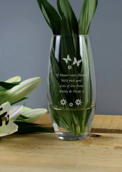 Personalised Memento Company Butterflies & Flowers Clear Bullet Vase