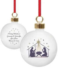 Personalised Memento Company White Nativity Bauble