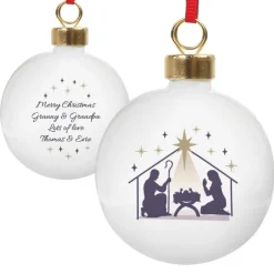 Personalised Memento Company White Nativity Bauble