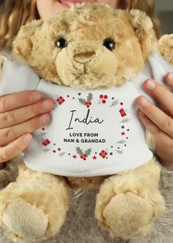 Personalised Memento Company Brown Christmas Teddy Bear