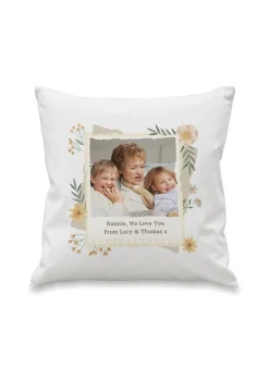 Personalised Memento Company Photo Upload Floral White Cushion & Insert