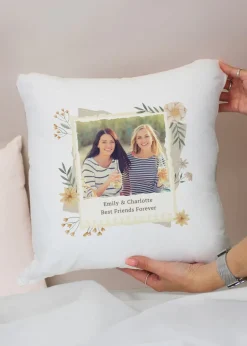Personalised Memento Company Photo Upload Floral White Cushion & Insert