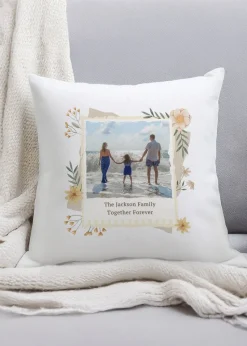 Personalised Memento Company Photo Upload Floral White Cushion & Insert