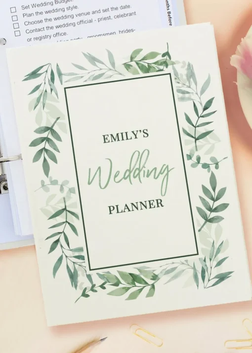Personalised Memento Company Ivory Botanical Wedding Planner