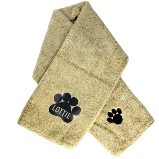 Personalised Memento Company Paw Print Brown Microfibre Pet Towel