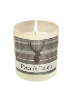 Personalised Memento Company Cream Highland Stag Scented Jar Candle