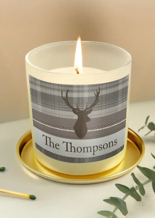 Personalised Memento Company Cream Highland Stag Scented Jar Candle