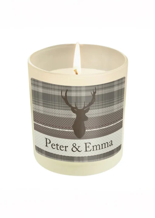 Personalised Memento Company Cream Highland Stag Scented Jar Candle