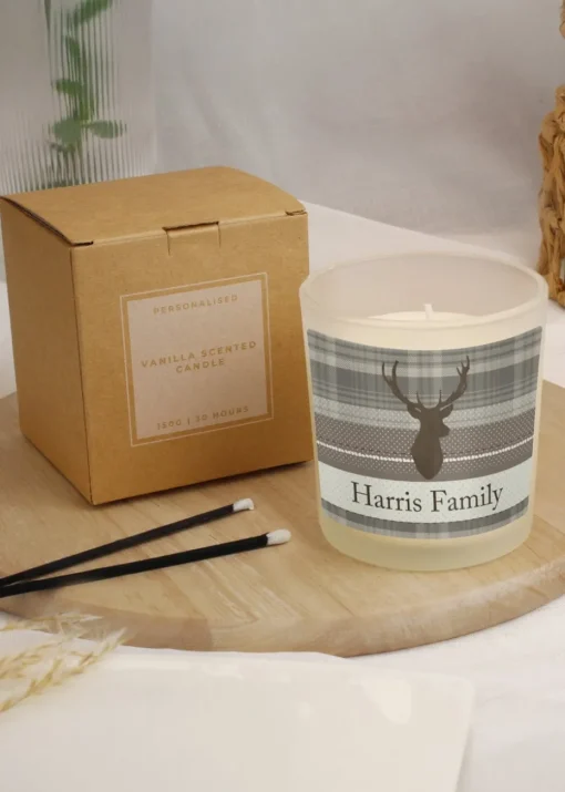 Personalised Memento Company Cream Highland Stag Scented Jar Candle
