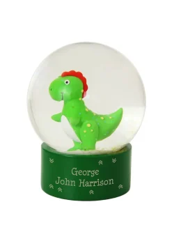 Personalised Memento Company Green Message Dinosaur Glitter Snow Globe