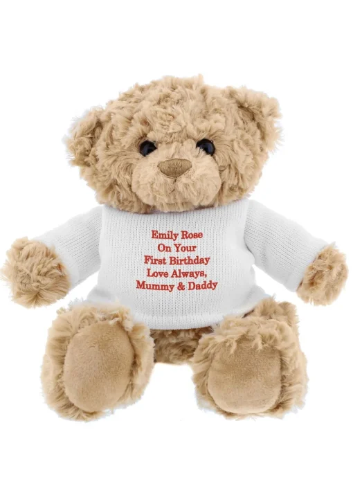 Personalised Memento Company Brown Teddy Bear - Red Message
