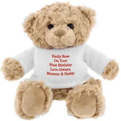 Personalised Memento Company Brown Teddy Bear - Red Message