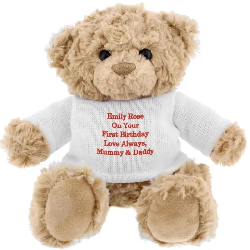 Personalised Memento Company Brown Teddy Bear - Red Message