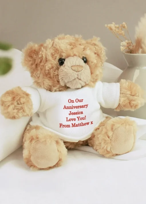 Personalised Memento Company Brown Teddy Bear - Red Message