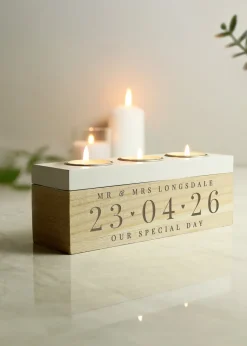 Personalised Memento Company Special Date Triple Tea Light Box