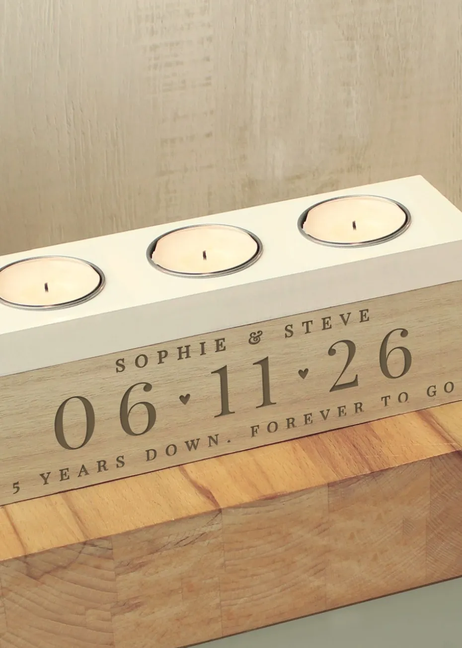 Personalised Memento Company Special Date Triple Tea Light Box