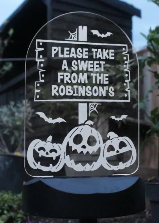 Personalised Memento Company Black Pumpkin Patch Halloween Solar Light