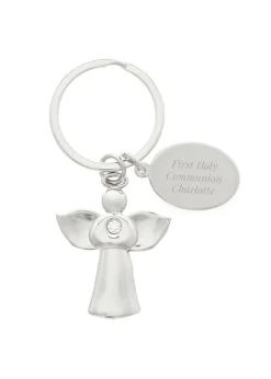 Personalised Memento Company Silver Plated Angel Keyring