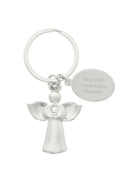 Personalised Memento Company Silver Plated Angel Keyring