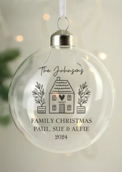 Personalised Memento Company Clear Home Glass Bauble