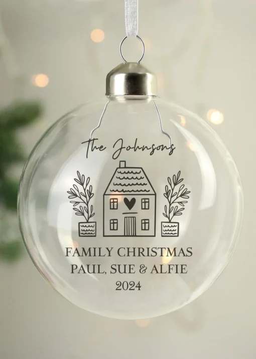 Personalised Memento Company Clear Home Glass Bauble