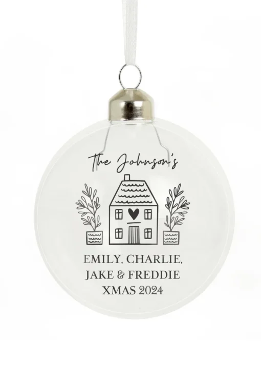 Personalised Memento Company Clear Home Glass Bauble