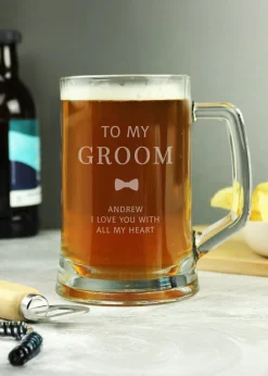 Personalised Memento Company Groom Pint Stern Tankard