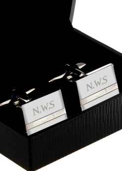Personalised Memento Company Mother of Pearl Silver Cufflinks