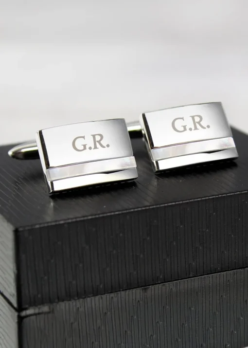 Personalised Memento Company Mother of Pearl Silver Cufflinks