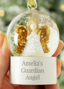 Personalised Memento Company White Angel Message Glitter Snow Globe