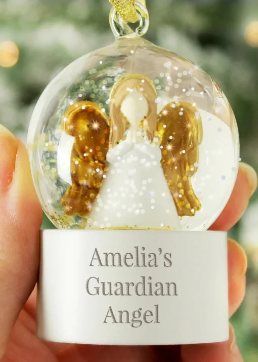 Personalised Memento Company White Angel Message Glitter Snow Globe