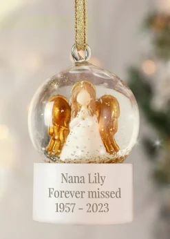 Personalised Memento Company White Angel Message Glitter Snow Globe