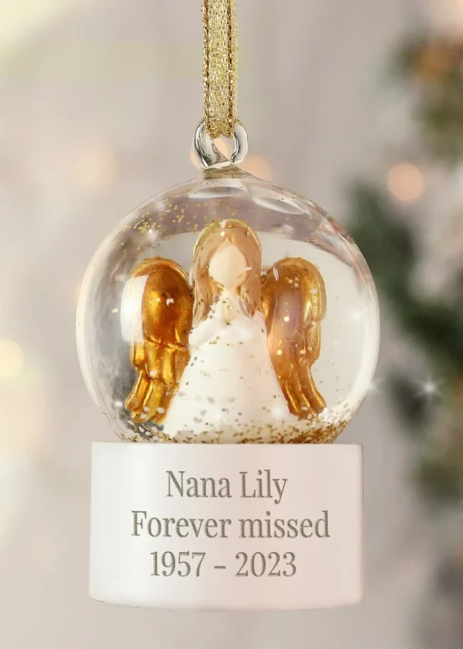 Personalised Memento Company White Angel Message Glitter Snow Globe