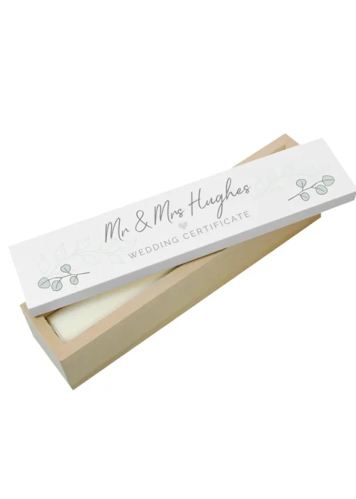 Personalised Memento Company Wood Botanical Leaves Certificate Holder