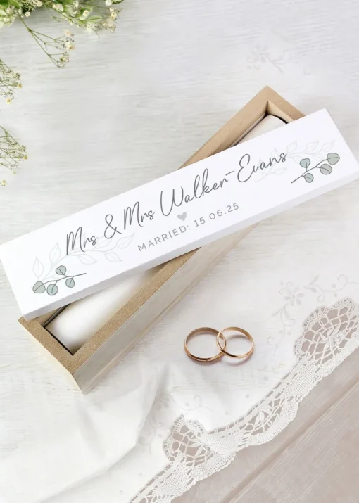 Personalised Memento Company Wood Botanical Leaves Certificate Holder