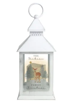 Personalised Memento Company White Christmas Deer White LED Lantern