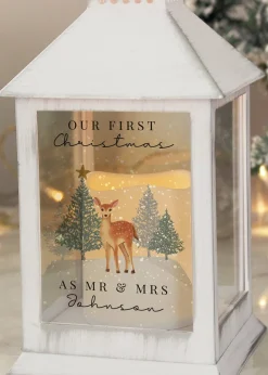 Personalised Memento Company White Christmas Deer White LED Lantern
