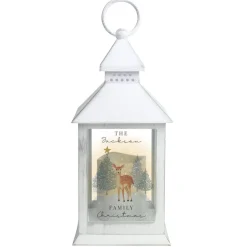 Personalised Memento Company White Christmas Deer White LED Lantern