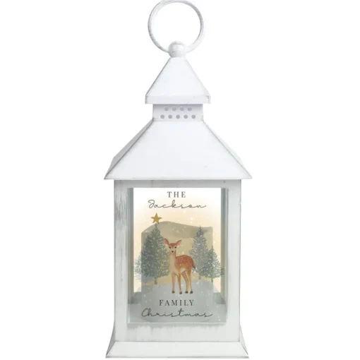 Personalised Memento Company White Christmas Deer White LED Lantern