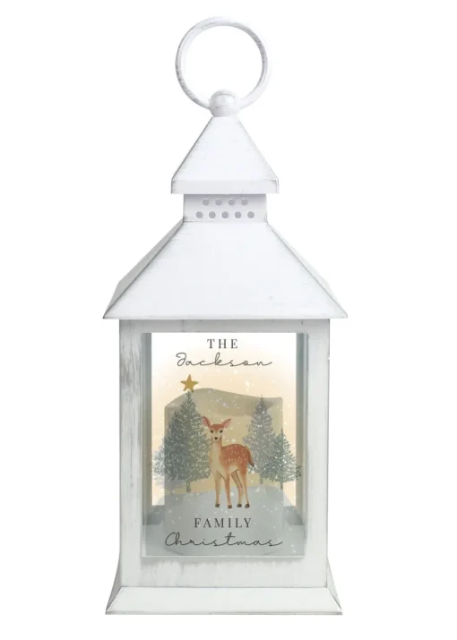 Personalised Memento Company White Christmas Deer White LED Lantern