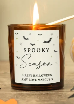Personalised Memento Company Brown Spooky Amber Glass Candle