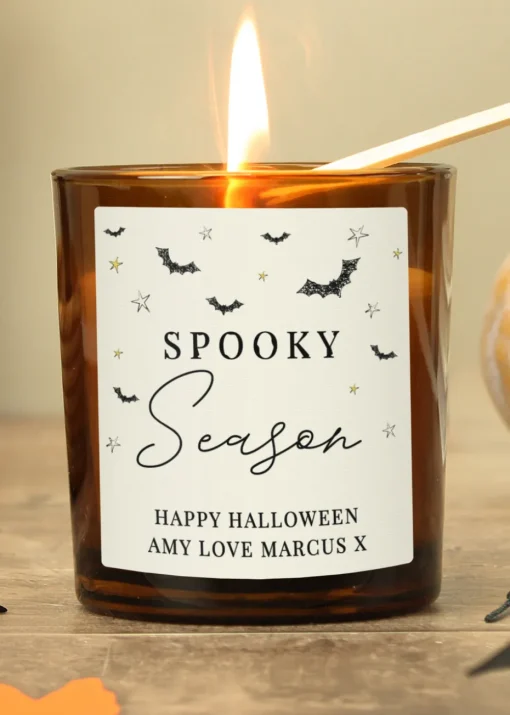 Personalised Memento Company Brown Spooky Amber Glass Candle