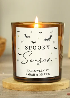 Personalised Memento Company Brown Spooky Amber Glass Candle