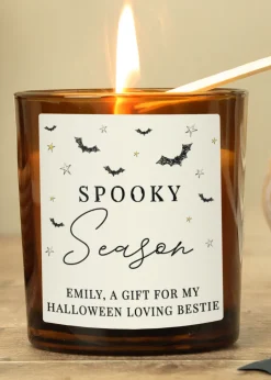 Personalised Memento Company Brown Spooky Amber Glass Candle