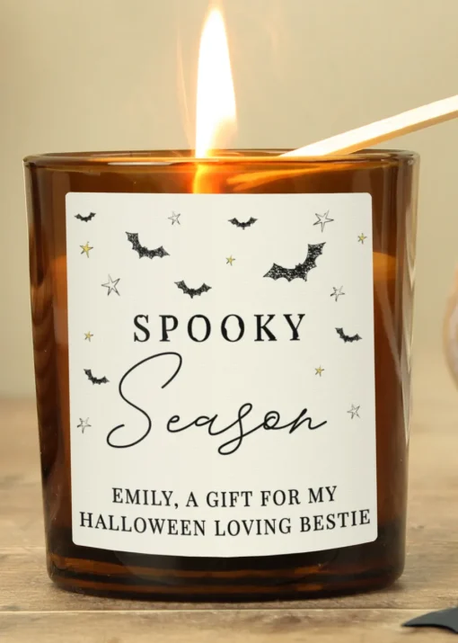 Personalised Memento Company Brown Spooky Amber Glass Candle