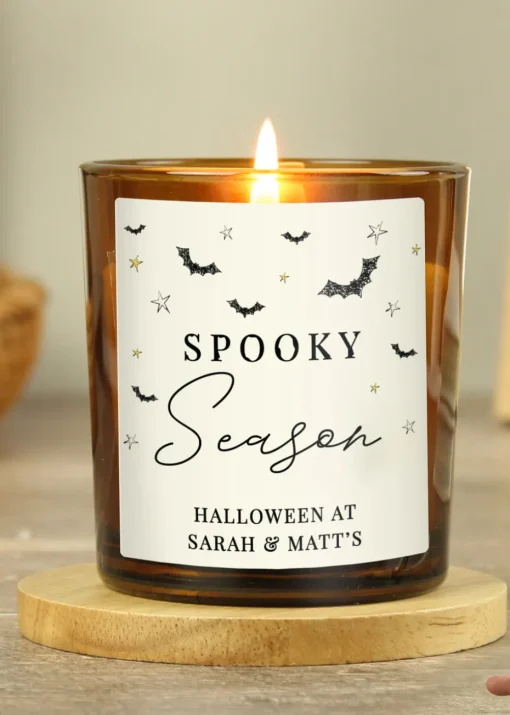 Personalised Memento Company Brown Spooky Amber Glass Candle