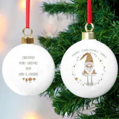 Personalised Memento Company White Christmas Gonk Bauble