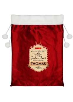 Personalised Memento Company Red Special Delivery Luxury Pom Pom Sack