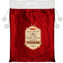 Personalised Memento Company Red Special Delivery Luxury Pom Pom Sack